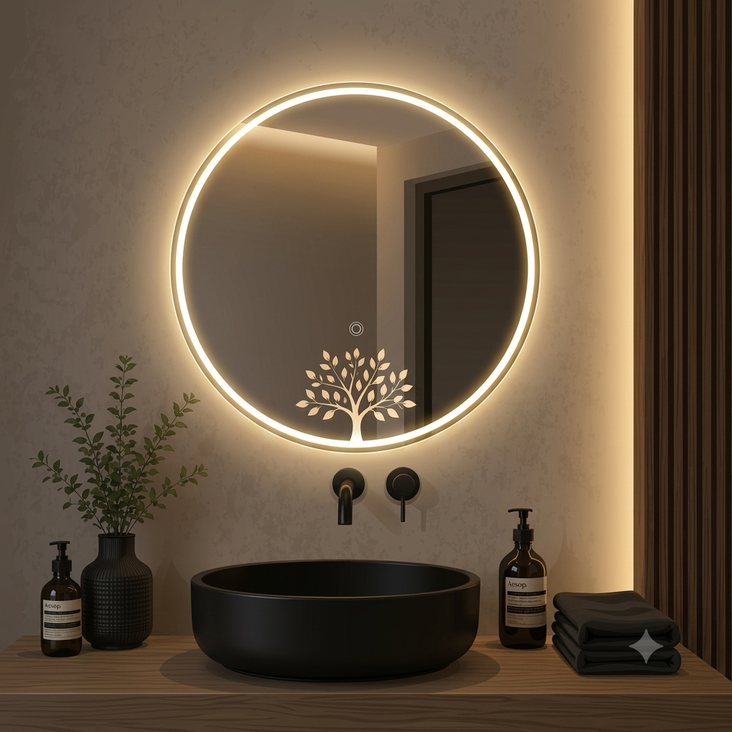 آینه بک لایت گرد
